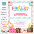 pastries with parents flyer set school pto donut muffin fundraiser parent engagement event